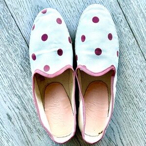 J. Crew White and Pink Polka Dot Flats